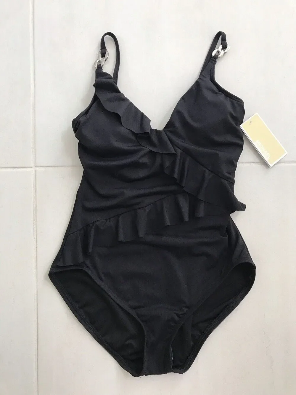 Michael Kors Swim Pleated Padded One Piece Swimsuit